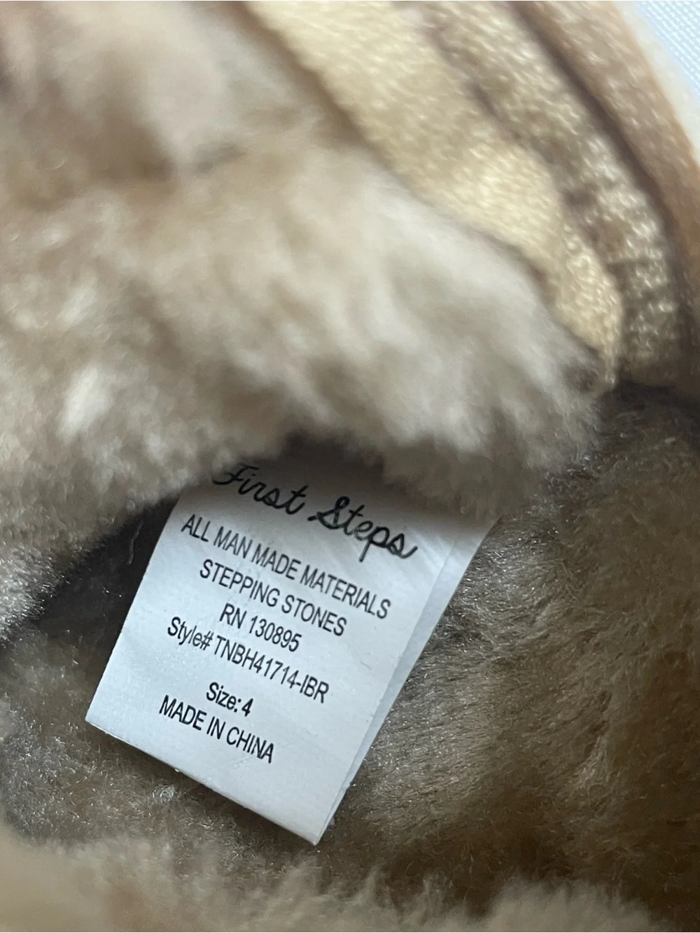 First Steps by Stepping Stones Baby Faux Fur Teddy Bear Zipper  Boots